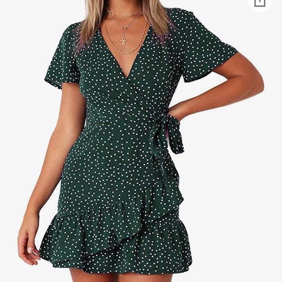 Emerald Green Polka Dot Hoodie Dress